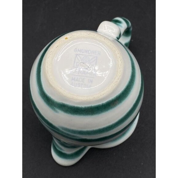 Gmundner Keramik Austria Green Dizzy Stripe Hand Painted Dizzi Creamer 2 1/4” - Picture 3 of 10